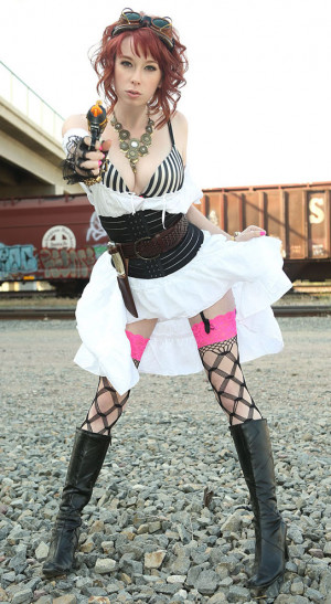 Zoey Nixon steampunk chick, outdoor, teen